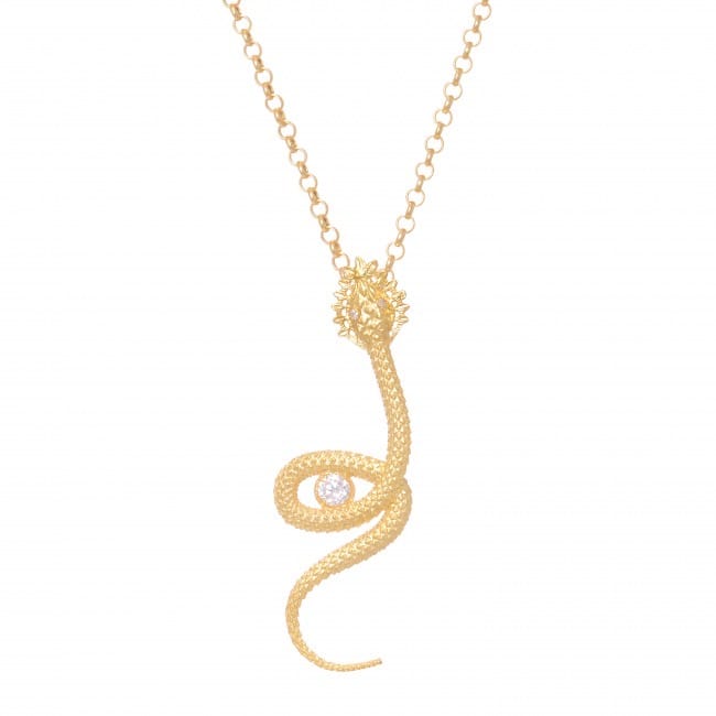 Collier Serpent Zircone en Argent Plaqué Or 